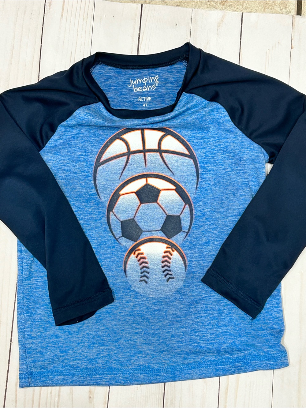 jumping beans Blue Heather & Black Raglan Sports Graphic Tee
